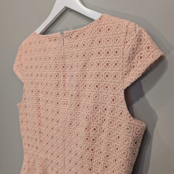 J Crew Dress In Organza Eyelet Blush Timeless Preppy Classic - Size 14 - Picture 4 of 8